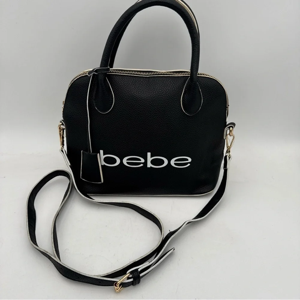 Bebe Black Satchel with White Accents